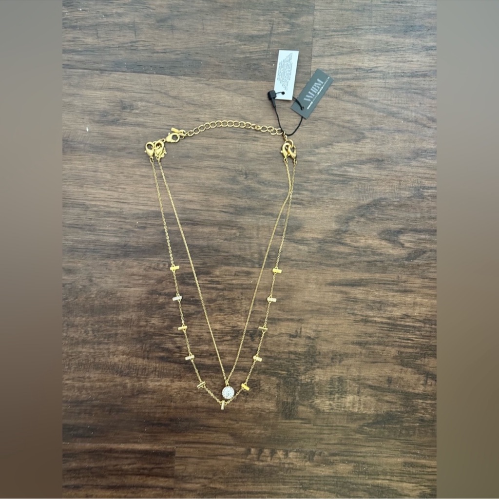 Whbm Gold Crystal Multi- Bar Multi - Strand Necklace